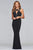 10073 Plunging Banded Strap Sheath Gown