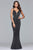 10076 Plunging Glitter Jersey Long Gown