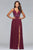 10102 Beaded Plunging V Neck Chiffon Dress