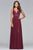 10102 Beaded Plunging V Neck Chiffon Dress