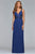 10102 Beaded Plunging V Neck Chiffon Dress
