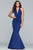 Faviana - 10105 Luxe Jersey V Neck Mermaid Dress in Blue