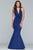 Faviana - 10105 Luxe Jersey V Neck Mermaid Dress in Blue