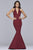 Faviana - 10105 Luxe Jersey V Neck Mermaid Dress in Red