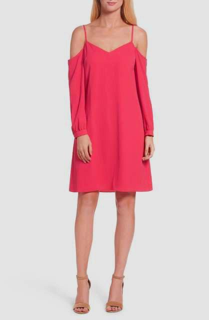 Julia Jordan - 36369 Cuffed Long Sleeve Cold Shoulder Dress In Pink