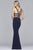 10108 Beaded Plunging V-neck Sheath Dress