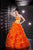 Studio 17 - 12420 Strapless Corset Organza Ruffled Gown  In Orange