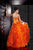 Studio 17 - 12420 Strapless Corset Organza Ruffled Gown  In Orange