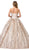 Dancing Queen - 1385 Strapless Floral Applique Ballgown In Gold