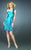 La Femme - 13926 Double Side One-Shoulder Pleated Short Dress In Blue