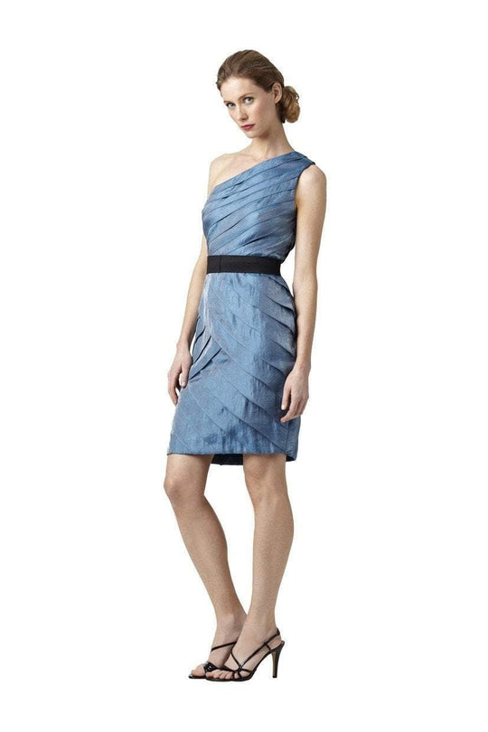 Adrianna Papell - 81869310 Pleated Asymmetric Sheath Dress in Blue