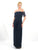 Daymor Couture - Ruched Off Shoulder Evening Dress in Blue