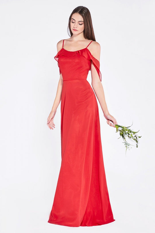 Cinderella Divine - 1018 Flutter Sleeve Scoop Neck Fitted Dress In Red