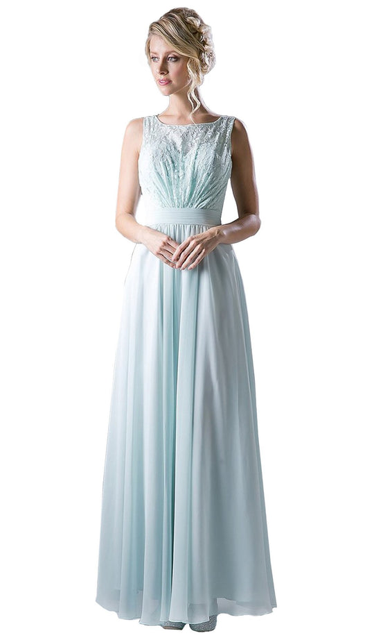 Cinderella Divine - Lace Embellished Bateau Neck A-line Dress