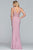 Faviana - 10204 Lace Applique Illusion Fitted Bodice Jersey Gown in Pink
