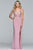 Faviana - Plunging V-Neck Lace Applique Jersey Dress 10204 In Purple
