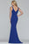 Faviana - 10223 Deep V-neck Jersey Trumpet Dress in Blue