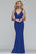 Faviana - 10223 Deep V-neck Jersey Trumpet Dress in Blue