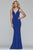Faviana - 10223 Deep V-neck Jersey Trumpet Dress in Blue