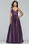 Faviana - 10251 Embellished V-neck Satin Ballgown in Purple