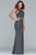 Faviana - 10260 Metallic Halter Evening Gown with Slit in Silver