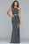Faviana - 10260 Metallic Halter Evening Gown with Slit in Silver