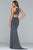 Faviana - 10260 Metallic Halter Evening Gown with Slit in Silver