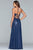 Faviana - 10264 Pleated Deep V-neck Glitter Chiffon A-line Dress in Blue