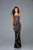 Scala - 48964 Sleeveless Floral Sequined Sheath Dress In Black and Multi-Color