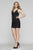Faviana - 10352 Pleated V-Neck Metallic Sheath Dress In Black