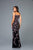 Scala - 48964 Sleeveless Floral Sequined Sheath Dress In Black and Multi-Color
