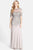 Adrianna Papell - 91896950 Embellished Illusion Jewel Sheath Gown in Silver