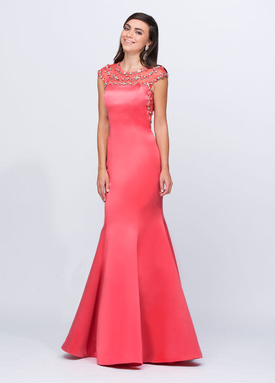 Ashley Lauren - 1043 Beaded Mermaid Evening Dress in Pink