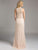 Lara Dresses - Beaded Halter Illusion Sheath Evening Gown with Fringe and Rhinestone Adornments 33224 in Neutral
