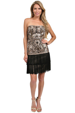 Sue Wong - Embellished Semi-sweetheart Dress S2312 in Black and Brown