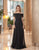 Daymor Couture - 1050 Off-Shoulder Lattice Details A-Line Gown In Black