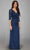 Adrianna Papell - 81859400 Jewel Accented Surplice V-Neck Drape Gown in Blue