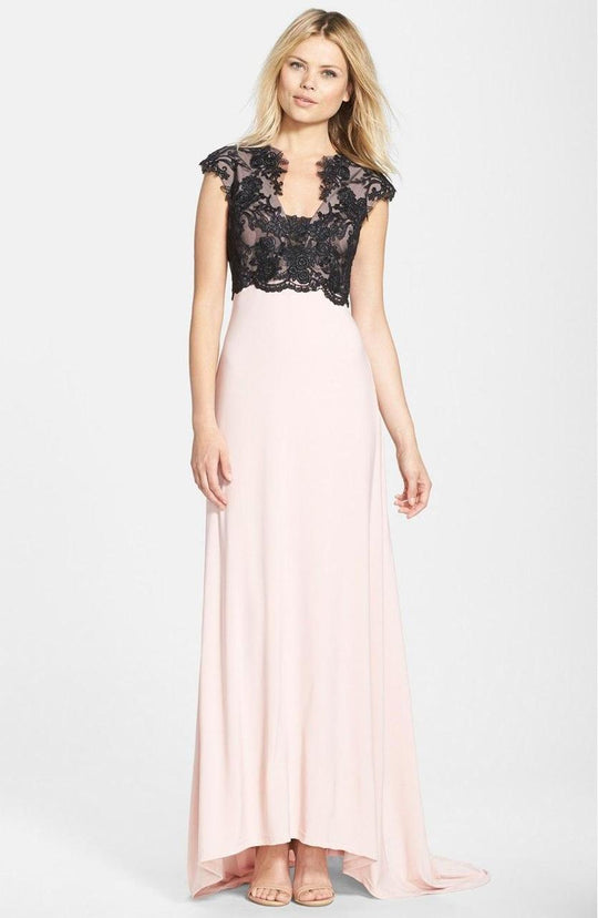 Adrianna Papell - U-Shaped Neck Long Jersey Dress 231M65060 in Pink and Black