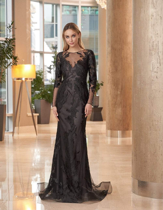 Daymor Couture - 1051 Detachable Under Piece Long Dress In Black