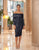 Daymor Couture - 1052 Shiny Fitted Long Sleeves Dress In Blue and Black