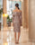Daymor Couture - 1052 Shiny Fitted Long Sleeves Dress In Pink and Gold