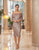 Daymor Couture - 1052 Shiny Fitted Long Sleeves Dress In Pink and Gold