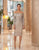 Daymor Couture - 1052 Shiny Fitted Long Sleeves Dress In Silver