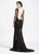 Ashley Lauren - 1053 Open Back Beaded Jersey Dress in Black