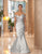 Daymor Couture - 1054B Detachable Skirt Floral Print Trumpet Gown In Silver