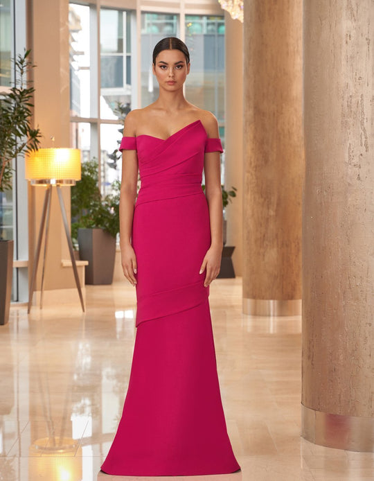 Daymor Couture - 1054 Detachable Skirt Off-Shoulder Trumpet Gown In Pink