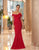Daymor Couture - 1054 Detachable Skirt Off-Shoulder Trumpet Gown In Red