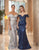 Daymor Couture - 1059 Embellished Sweetheart Off-Shoulder Trumpet Gown In Blue and Silver