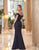 Daymor Couture - 1060 Off-Shoulder Ruffled Skirt Trumpet Gown In Blue