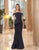 Daymor Couture - 1060 Off-Shoulder Ruffled Skirt Trumpet Gown In Blue
